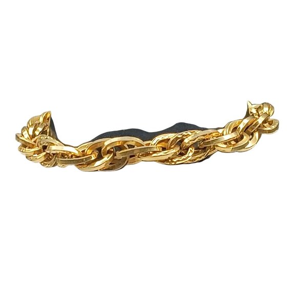 Gold-Tone Park Lane Twisted Chain Bracelet with Etched Links and Chunky Style - Picture 3 of 4